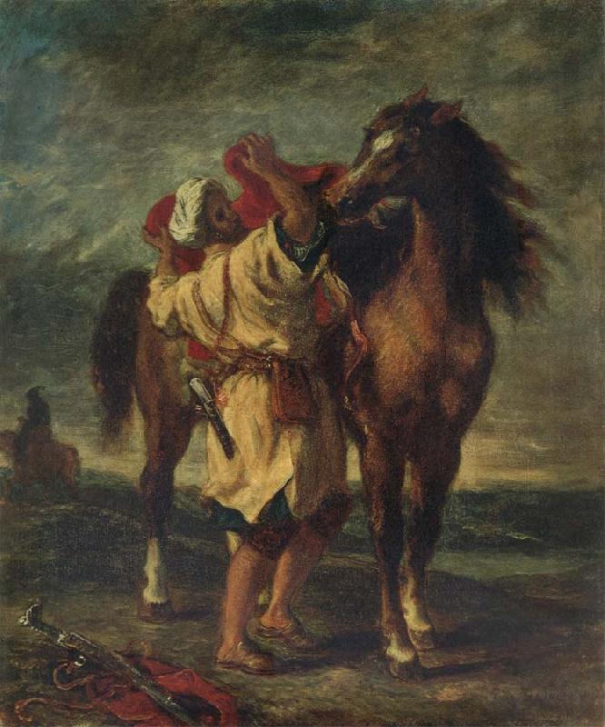 Eugene Delacroix Arab Sadding His Horse Sweden oil painting art